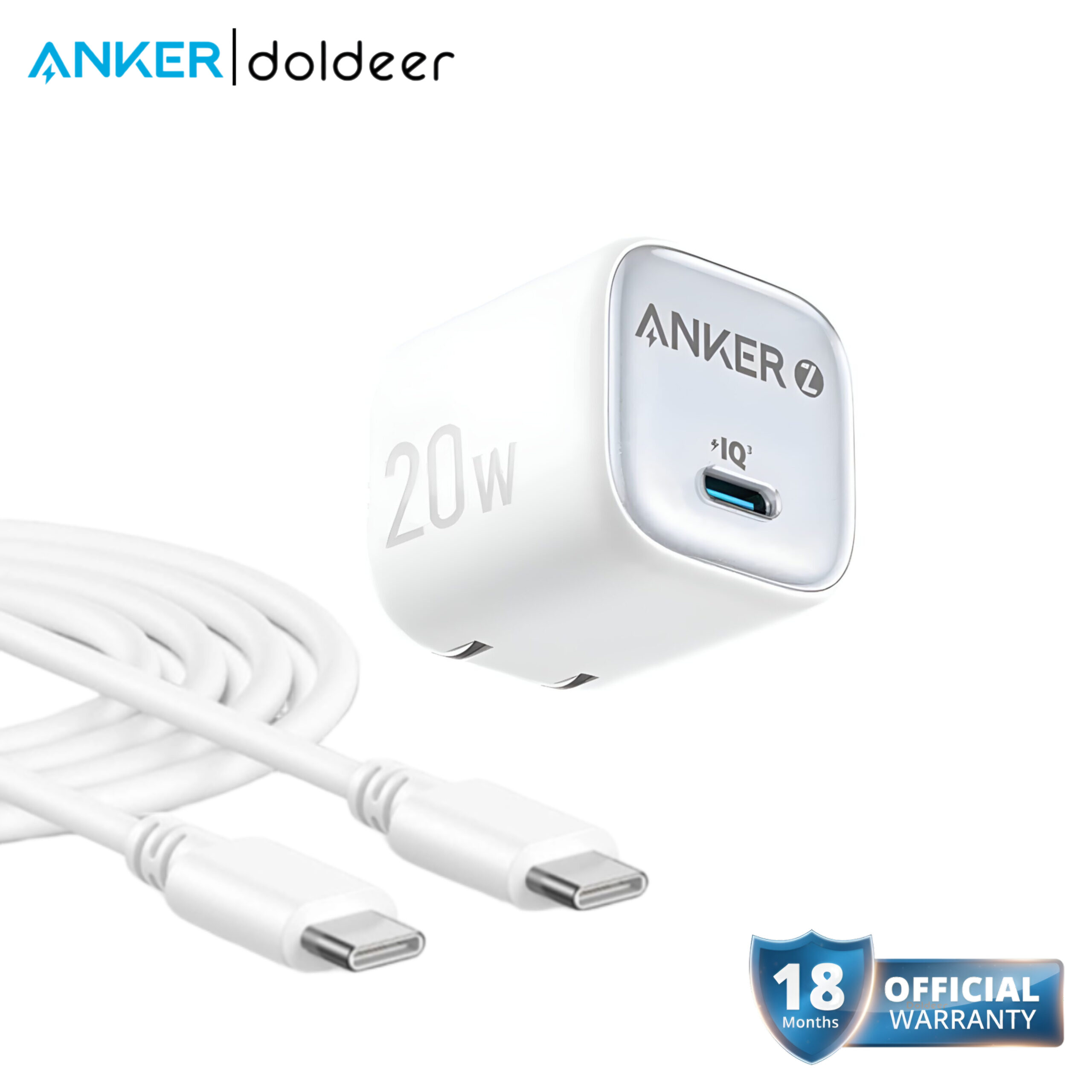 Zolo Charger 20W IQ+PD with Type C to C Cable Zolo Charger 20W IQ+PD with Type C to C Cable