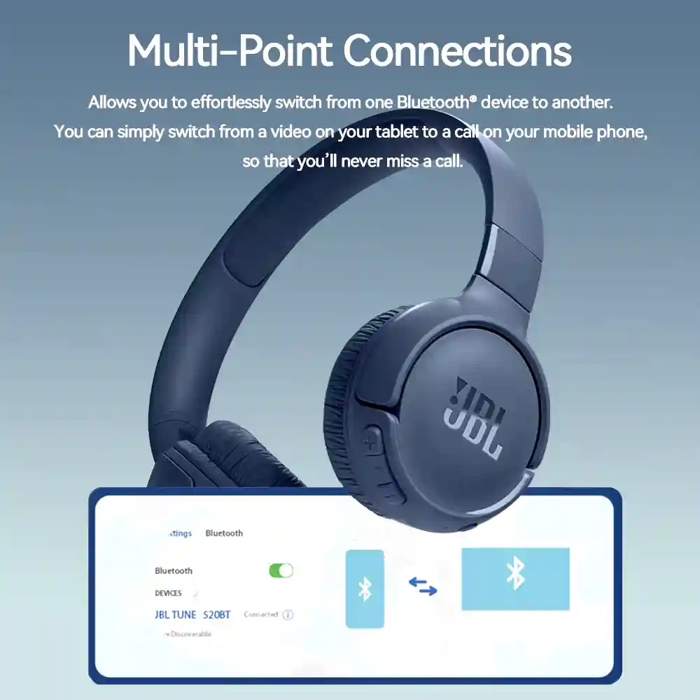 JBL Tune 520BT – Wireless On-Ear Headphones 